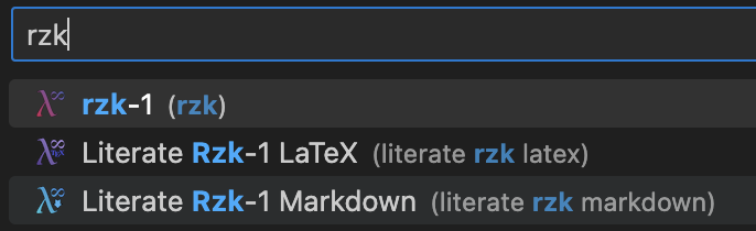 VS Code rzk language selector.