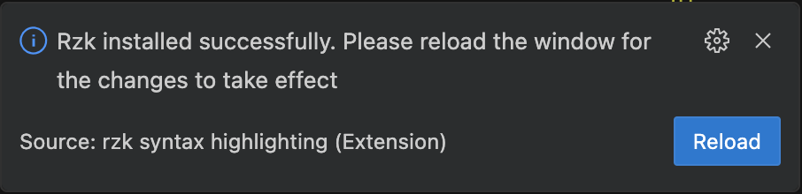 VS Code rzk reload prompt.